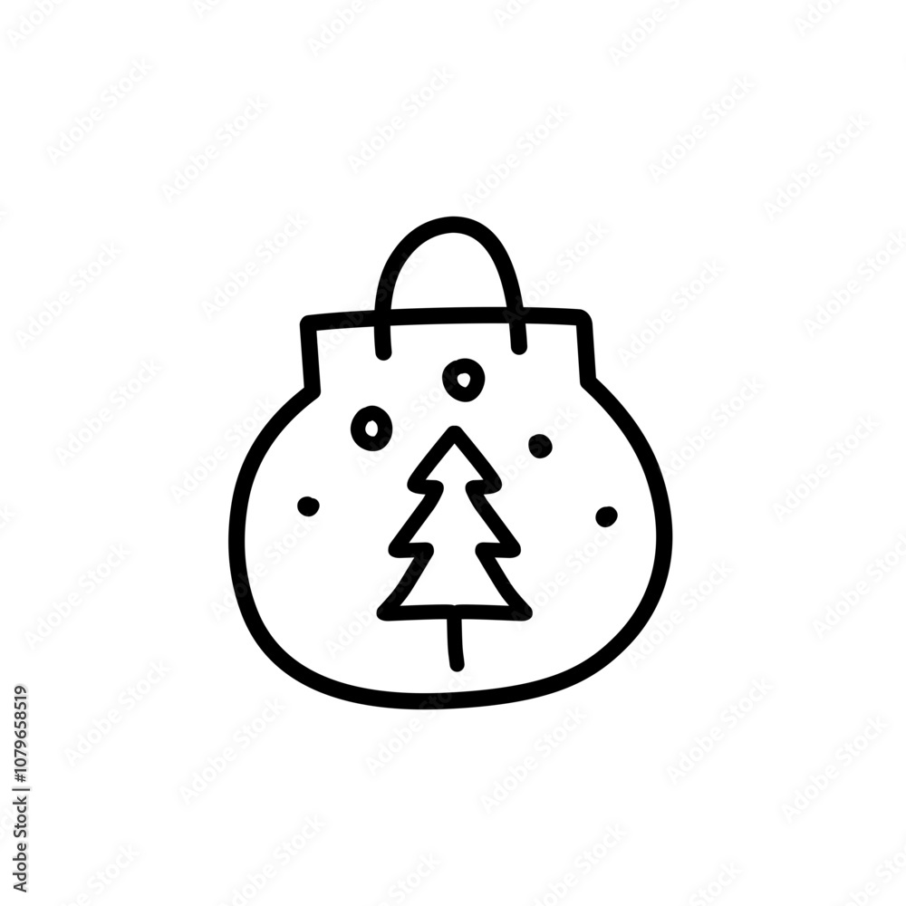 christmas shopping bag outline 