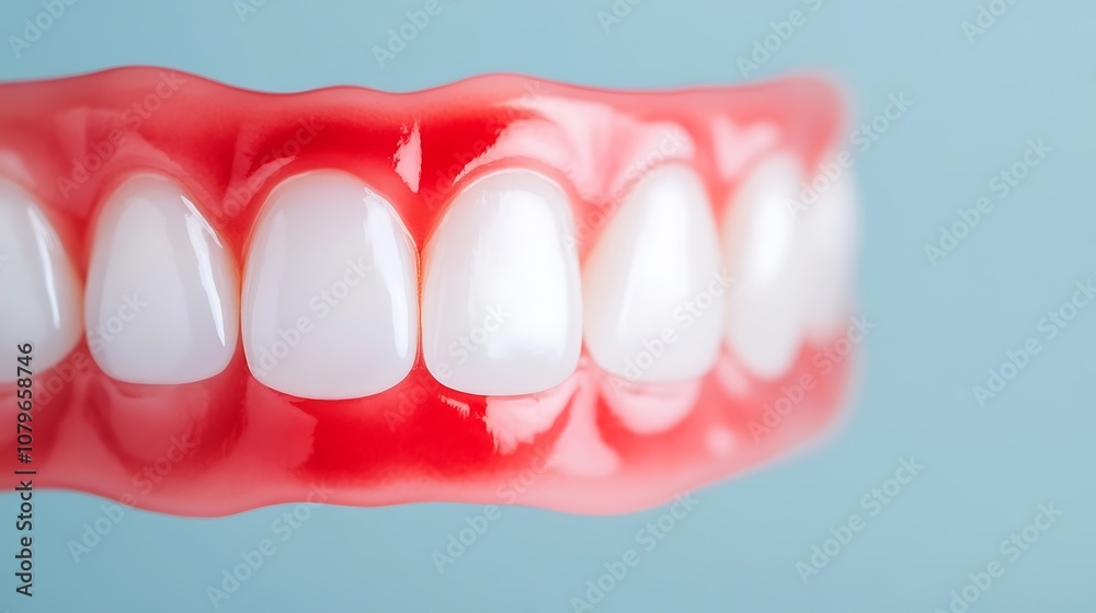 Close up view of a set of healthy white teeth and dental gum Dental care oral hygiene and healthcare concept Dental treatment examination and dental professionals Close up view of a set of healthy white teeth and dental gum Dental care oral hygiene and healthcare concept Dental treatment examination and dental professionals