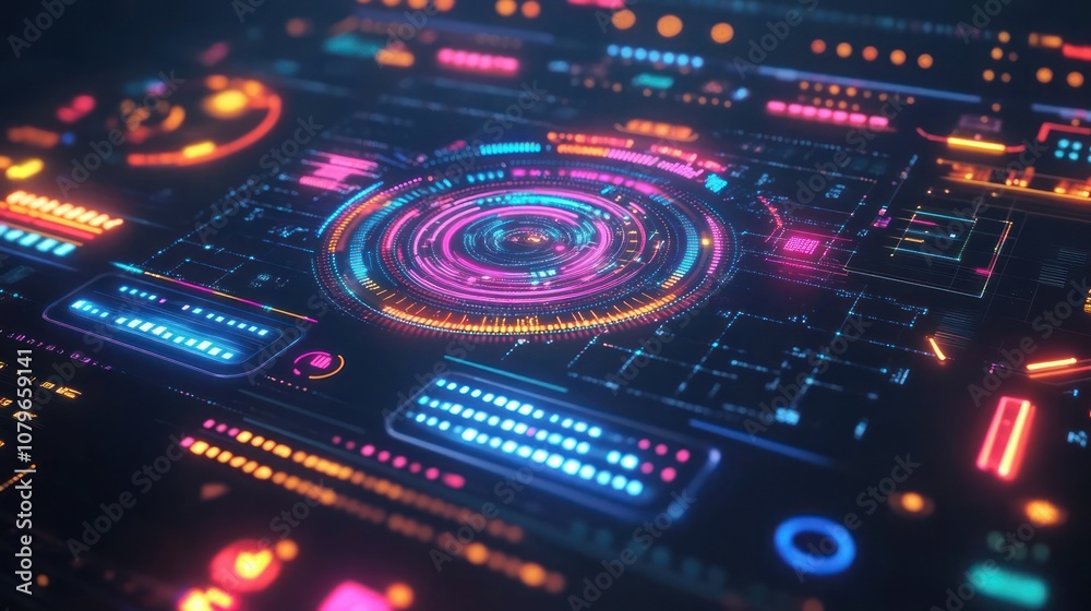 Futuristic Interface with Glowing Elements Futuristic Interface with Glowing Elements