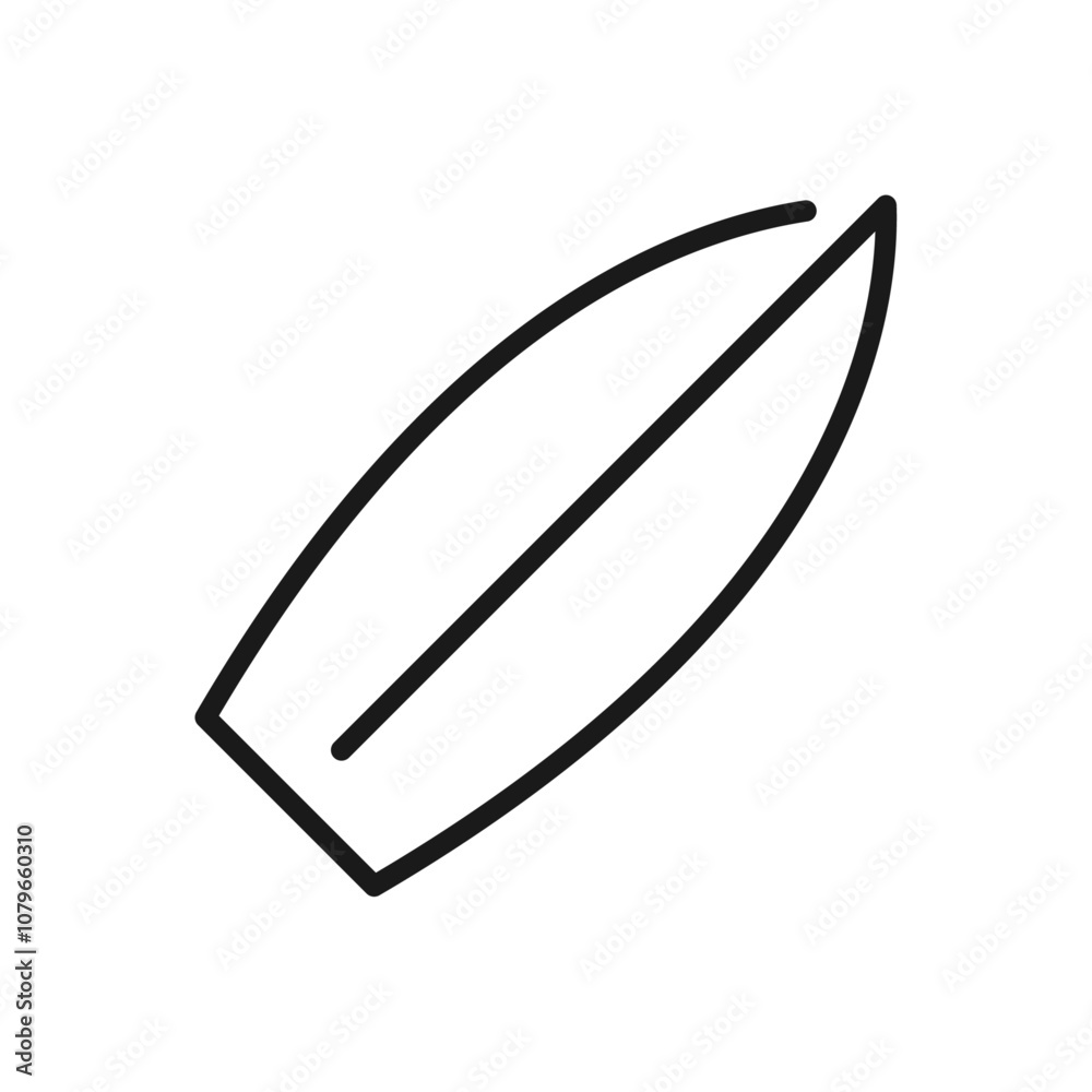 Surfing board line icon on white background. Surfing board line icon on white background.