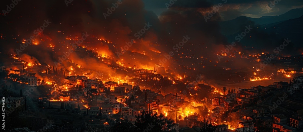 Fire Engulfs a Hillside Town Fire Engulfs a Hillside Town