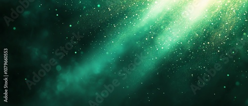 Radiant green light burst with abstract asymmetric rays on a dark green background, intense glowing effect, atmospheric and mysterious ambiance, perfect for digital or visual art