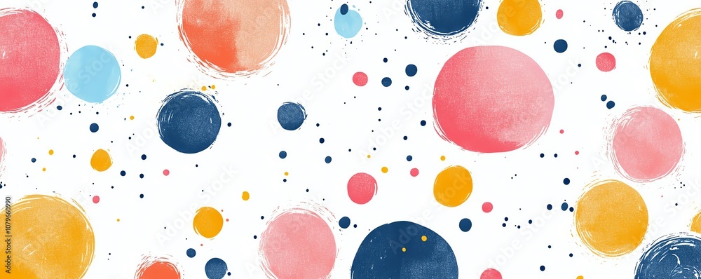 Sweet pastel dots on white, seamless abstract pattern, minimalistic and bright, dots in varying sizes and colors, perfect for baby clothing and creative backgrounds Sweet pastel dots on white, seamless abstract pattern, minimalistic and bright, dots in varying sizes and colors, perfect for baby clothing and creative backgrounds