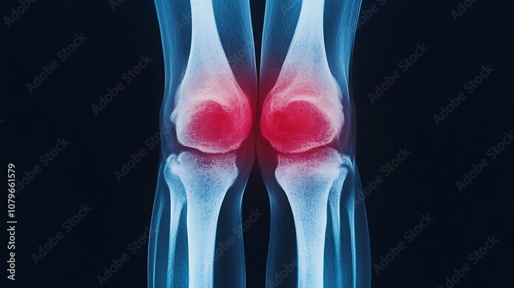 Detailed X Ray Image Showcasing an Inflamed Knee Joint Highlighting a ...