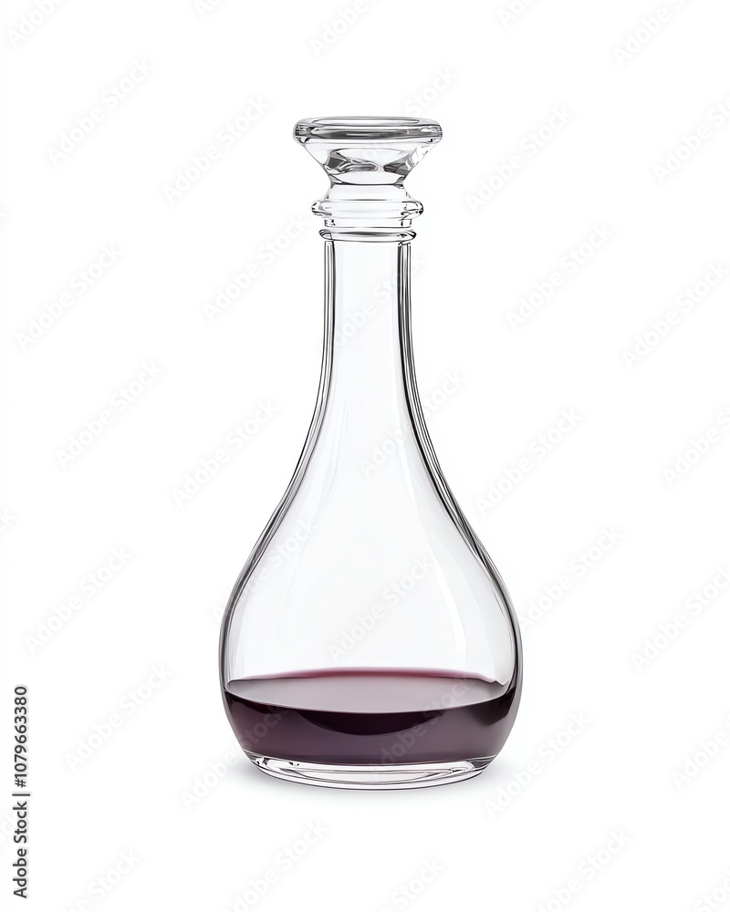 Elegant glass decanter with red wine, isolated on white background for a sophisticated touch in dining aesthetics. Elegant glass decanter with red wine, isolated on white background for a sophisticated touch in dining aesthetics.