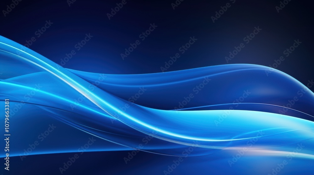 Abstract Blue Waves with Smooth Transitions and a Dark Background Abstract Blue Waves with Smooth Transitions and a Dark Background