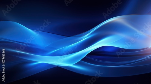 Abstract Blue Waves on a Dark Background