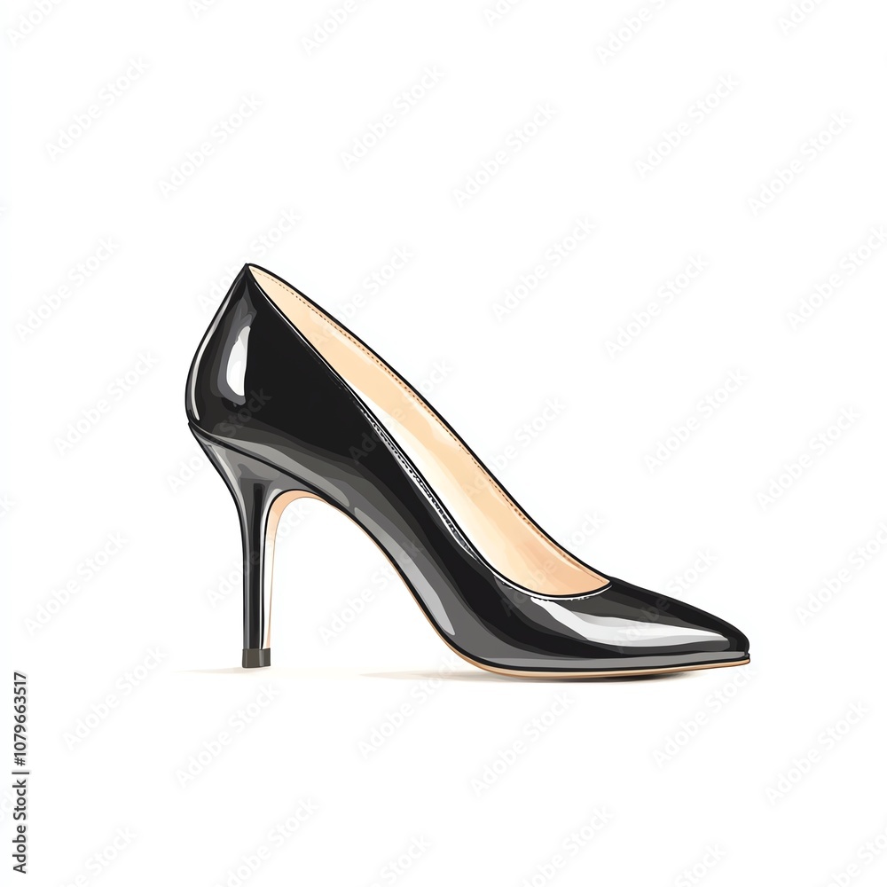Elegant black high-heeled shoe with a glossy finish, perfect for formal occasions. Elegant black high-heeled shoe with a glossy finish, perfect for formal occasions.