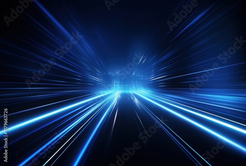 Abstract Blue Light Streaks Converging in a Tunnel-Like Formation