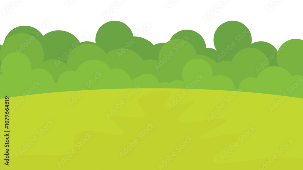 Landscape with trees and hills. Grass landscape. Green grass background. Green field vector illustration Landscape with trees and hills. Grass landscape. Green grass background. Green field vector illustration