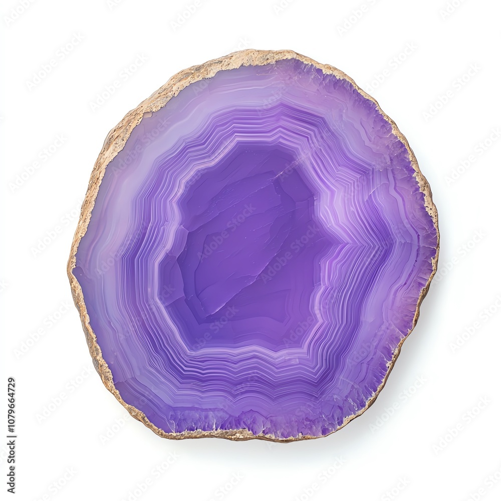 Purple agate slice on a white isolated background, showcasing vibrant natural patterns and textures, perfect for decoration. Purple agate slice on a white isolated background, showcasing vibrant natural patterns and textures, perfect for decoration.