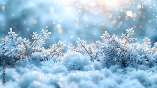 Frosty Blue Sparkles on a Winter Wonderland Background