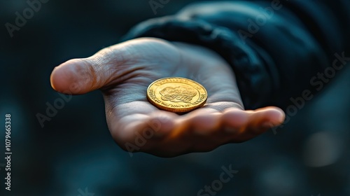 A hand flinging a coin 