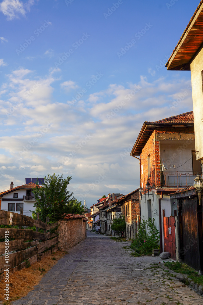 Streets of Bansko with traditional old Bulgarian architecture, Bulgaria Streets of Bansko with traditional old Bulgarian architecture, Bulgaria