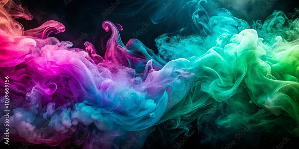 Abstract Swirling Colors of Pink, Blue, and Green Smoke on a Black Background Abstract Swirling Colors of Pink, Blue, and Green Smoke on a Black Background