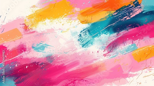 Abstract Painting with Vibrant Brushstrokes and Colorful Splashes