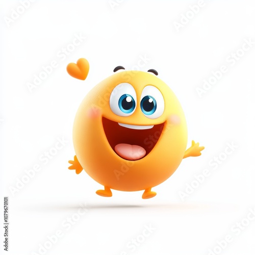 3D Cartoon Emoji Character with Glowing Smile