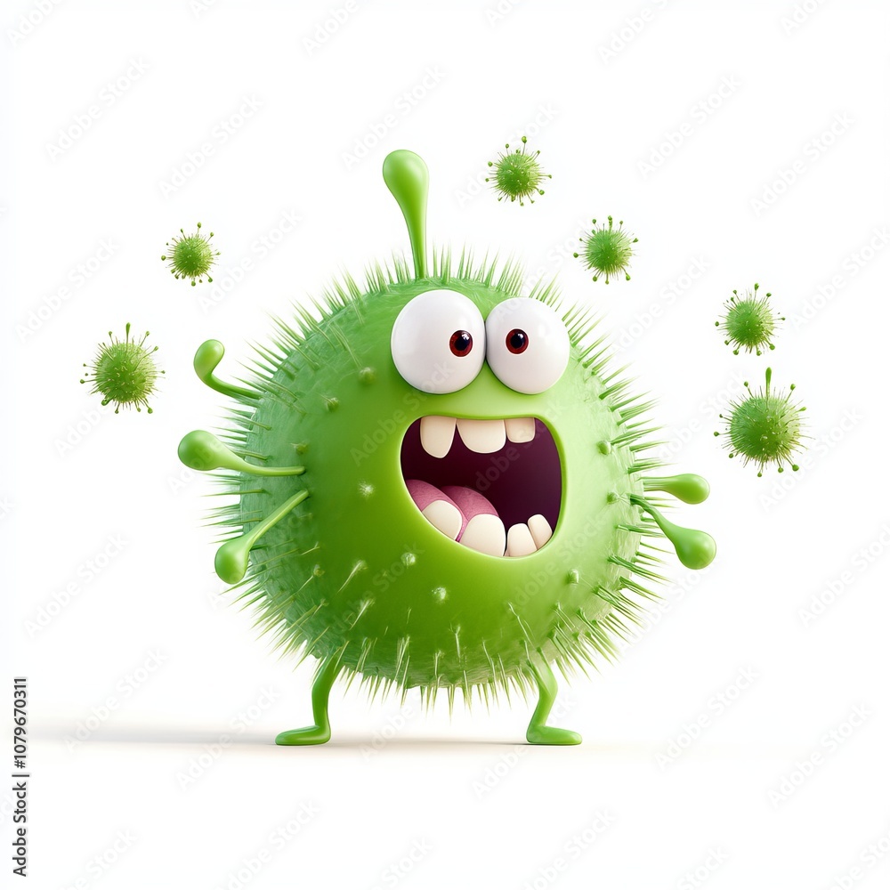 Fototapeta premium Cartoon Germ Character on White Background