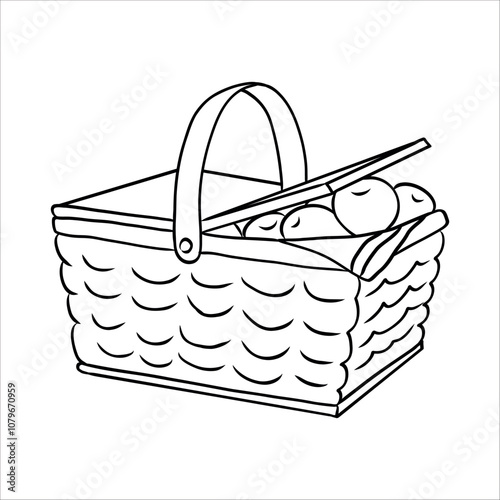 wicker basket apples doodle