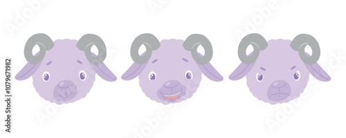 Ram sheep set emotions