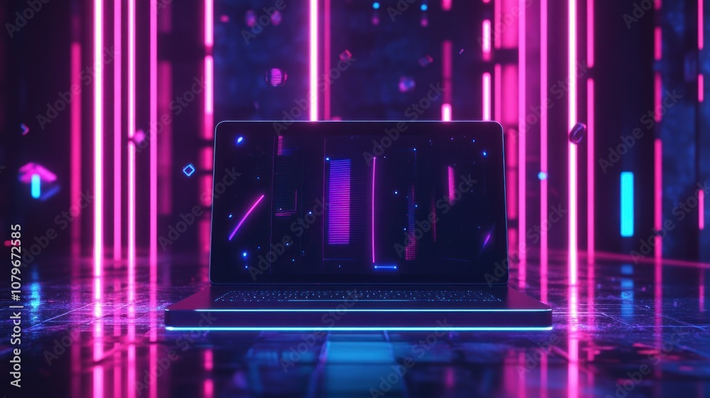 Laptop in Neon Lights Laptop in Neon Lights