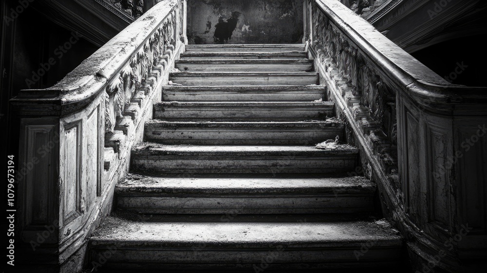 Fototapeta premium Ornate Staircase in an Abandoned Mansion