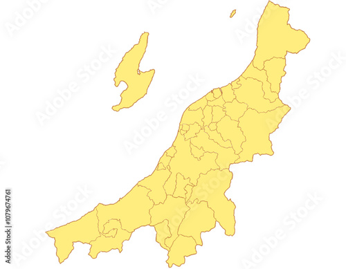 新潟県　地図　黄色　イラスト