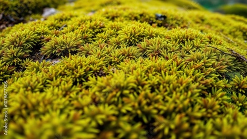 Close-up of vibrant green moss covering a forest floor, foliage, forest