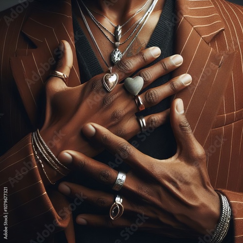 A man wearing a new piece of jewelry highlighting its sentimenta photo