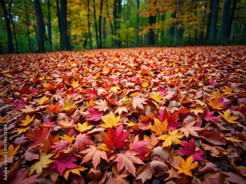 Vibrant autumn leaves covering the ground in a forest setting, nature, fall Vibrant autumn leaves covering the ground in a forest setting, nature, fall