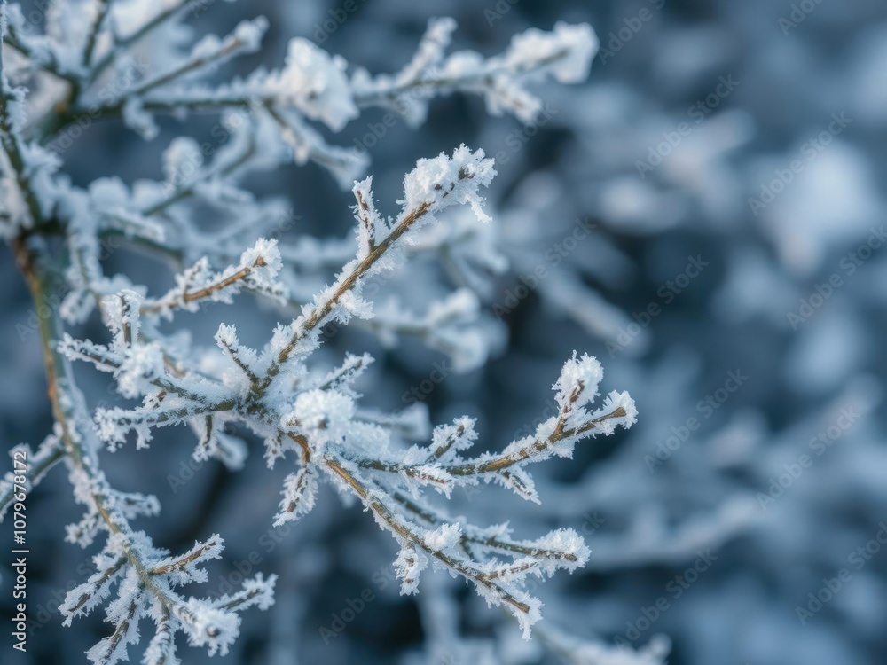 A close-up image of frost-covered tree branches during a cold winter morning, with visible breath and coughing clouds in the air, foggy, health A close-up image of frost-covered tree branches during a cold winter morning, with visible breath and coughing clouds in the air, foggy, health