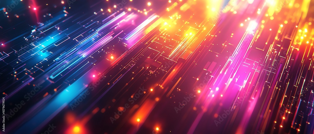 Geometric neon structures with vibrant colors, glowing lights in cyberspace, futuristic digital world with sharp angles and captivating color contrasts Geometric neon structures with vibrant colors, glowing lights in cyberspace, futuristic digital world with sharp angles and captivating color contrasts