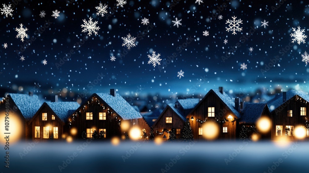 Fototapeta premium Dreamy Night Sky with Softly Falling Snowflakes