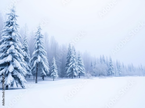 Winter landscape with snowy trees, season, wilderness