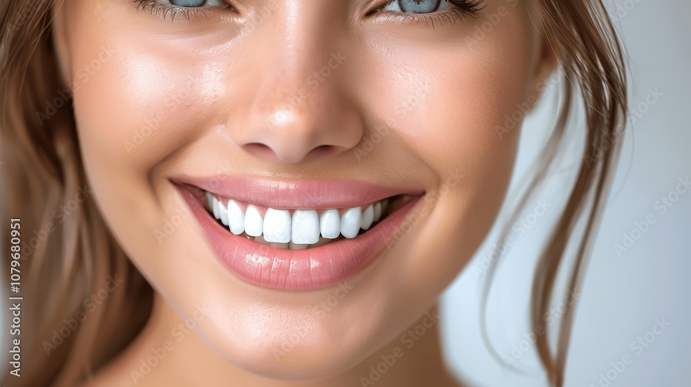 Healthy Bright Smile of a Beautiful Woman with White Teeth - Dental Care and Oral Hygiene Healthy Bright Smile of a Beautiful Woman with White Teeth - Dental Care and Oral Hygiene