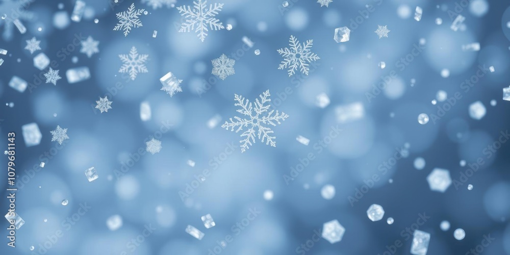 Close up of unique snowflakes falling from the sky, with intricate crystal patterns and varying shapes, white, close up Close up of unique snowflakes falling from the sky, with intricate crystal patterns and varying shapes, white, close up