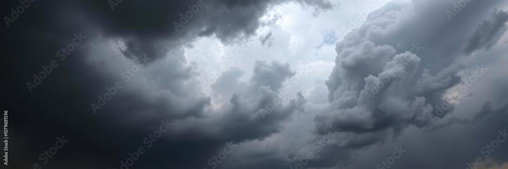 Obraz premium Dark and ominous storm clouds gathering in the sky, creating a dramatic and foreboding atmosphere, weather, atmosphere