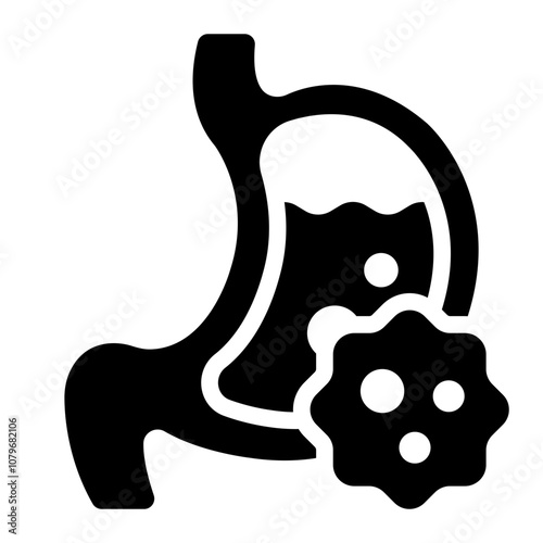 Stomach with cancer cell for Stomach Cancer glyph icon