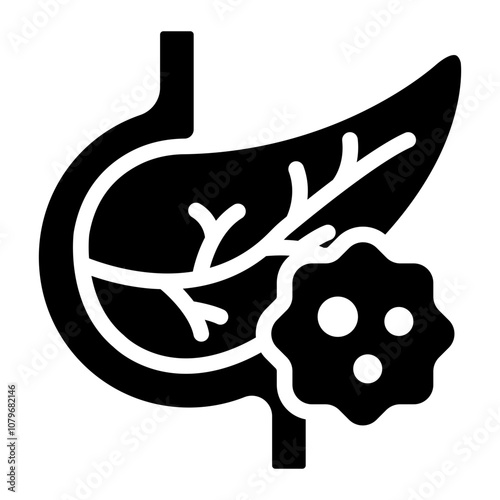 Pancreas with cancer cell for Pancreatic Cancer glyph icon