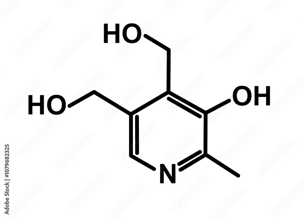 Chemical Structure of Pyridoxine Vitamin B6 Chemical Structure of Pyridoxine Vitamin B6