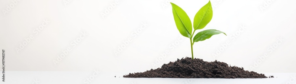 A young plant sprouting from dark soil, symbolizing growth and renewal. A young plant sprouting from dark soil, symbolizing growth and renewal.