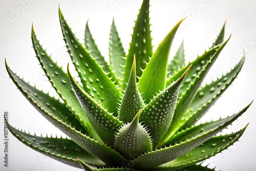 Stunning Aloe Vera Silhouette Against a White Background - Ideal for Wellness, Natural Remedies, and Botanical Themes in Stock Photography