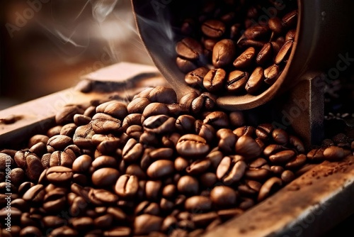 coffee beans roasting photo