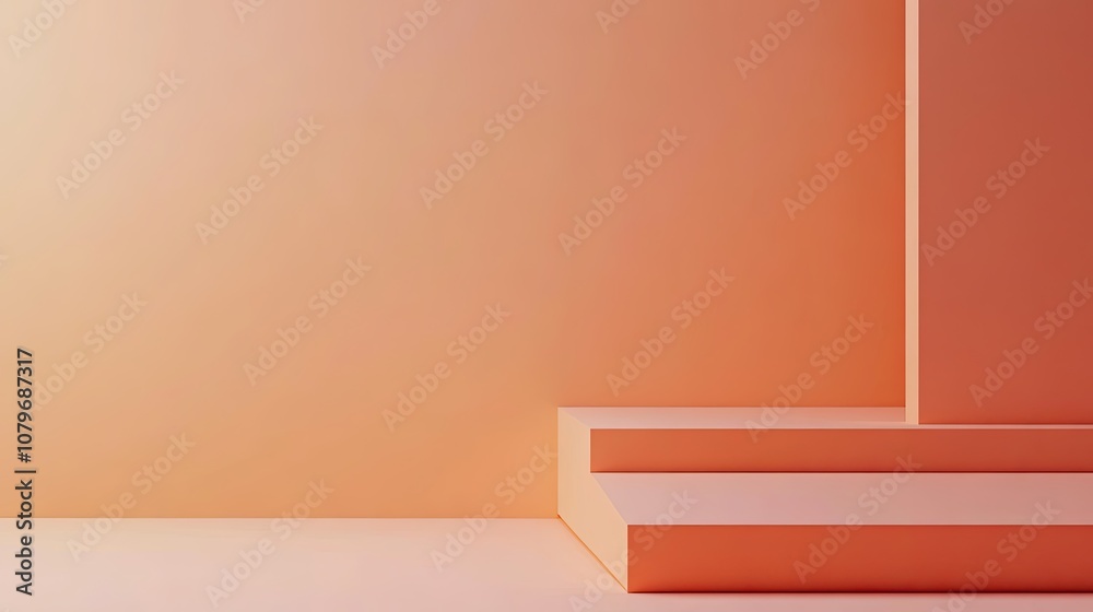 Fototapeta premium Minimalist Abstract Background with Geometric Shapes in Warm Tones of Orange and Peach for Modern Design and Creative Projects