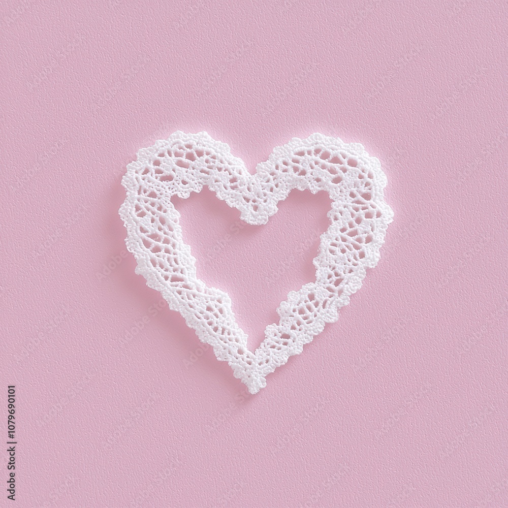 A delicate lace heart on a soft pink background, symbolizing love and romance in a unique and artistic way. A delicate lace heart on a soft pink background, symbolizing love and romance in a unique and artistic way.