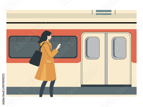 underground tube station train london UK vector illustration