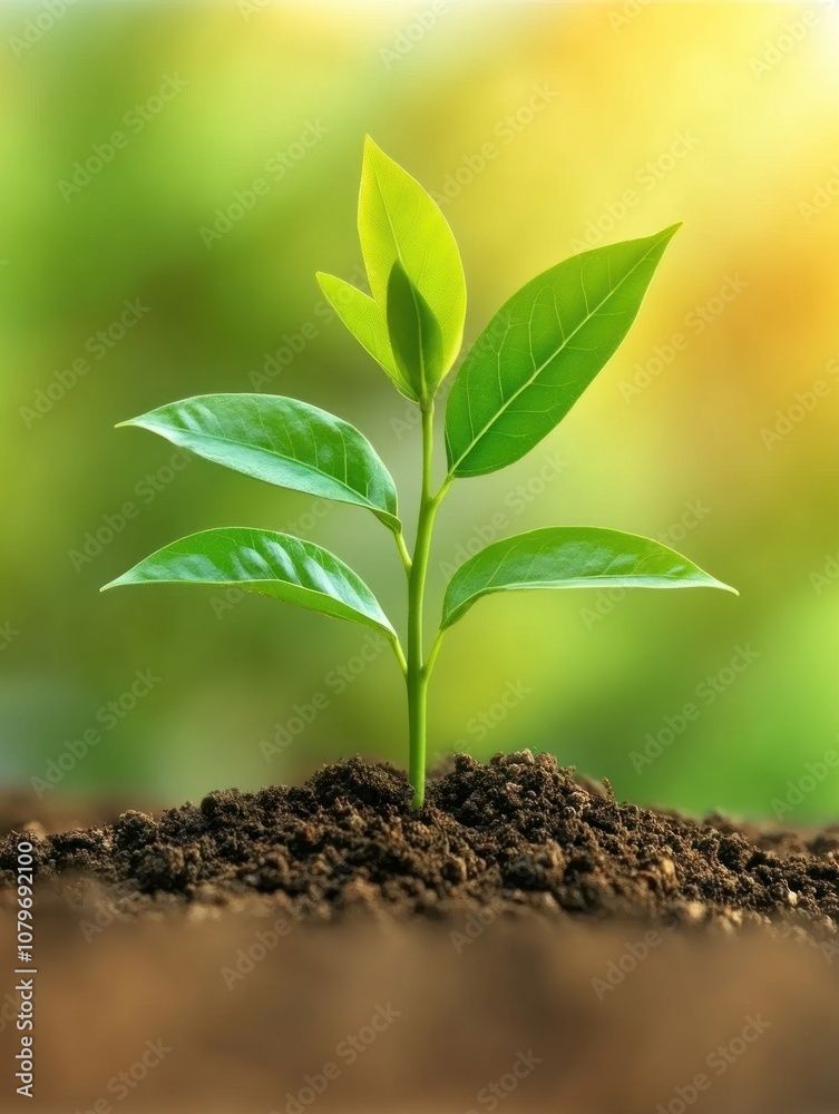 A young green plant emerging from rich soil, symbolizing growth and renewal.
