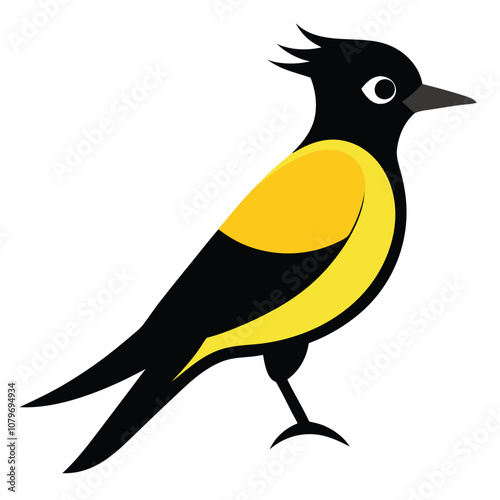 Solid color Great Crested Flycatcher animal vector design