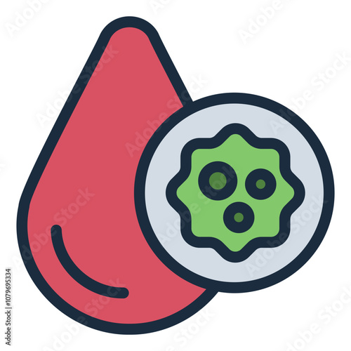 Blood Droop with cancer cell for Leukemia filled line icon