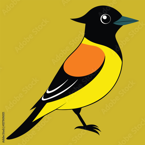 Solid color Great Crested Flycatcher animal vector design